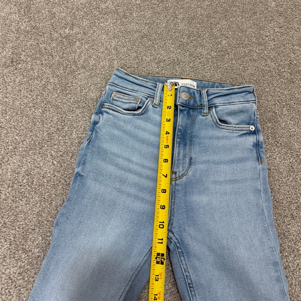 Zara Denim Skinny Jeans Light Blue Washed Raw Hem Size 0 W23 - Picture 4 of 7